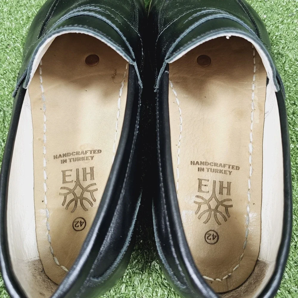 Earthing Harmony Black Leather Grounding Earthing Barefoot Penny Loafers Mens 9